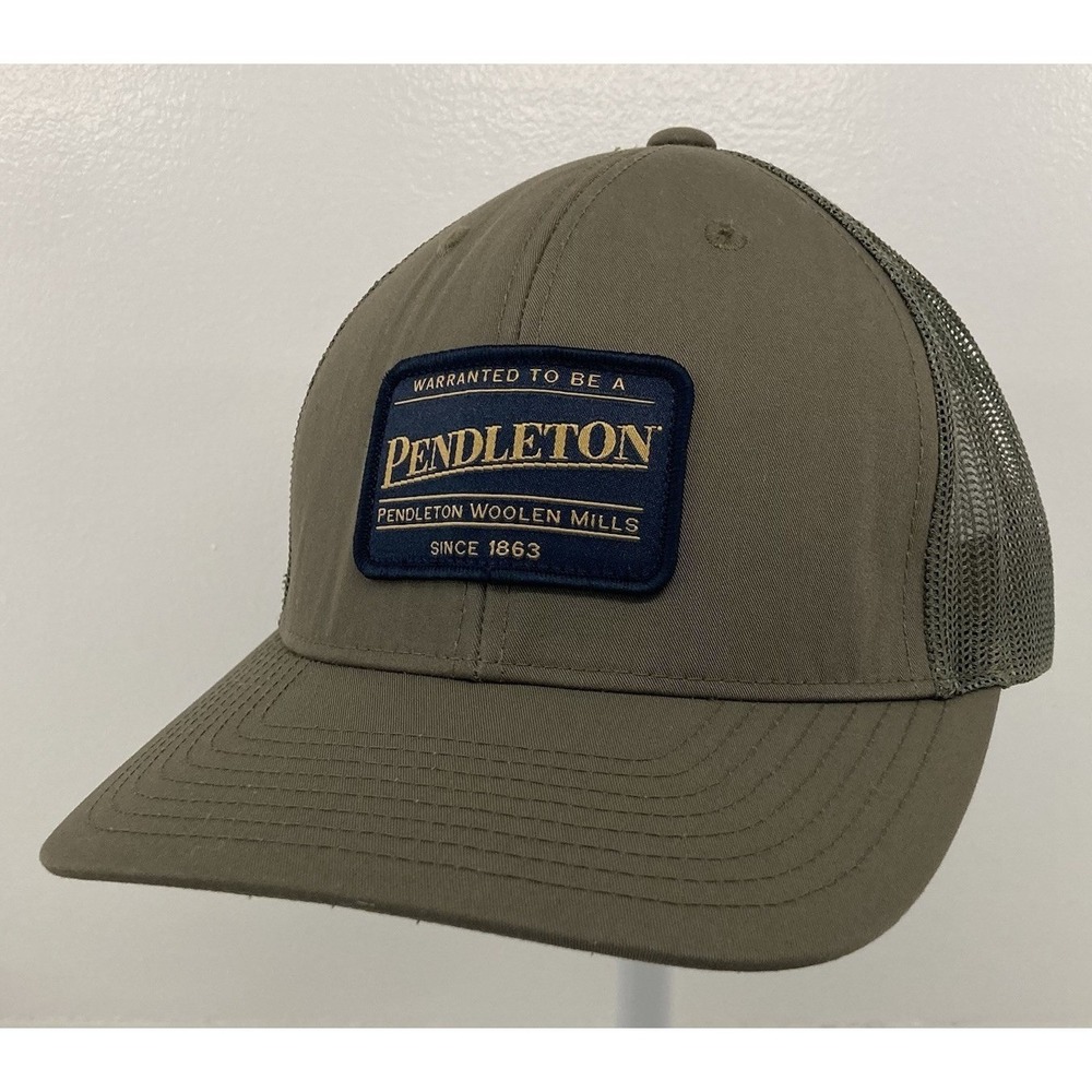 Pendleton Woolen Mills Classic Mesh Trucker Snap Back Cap Taupe Olive Green Hat